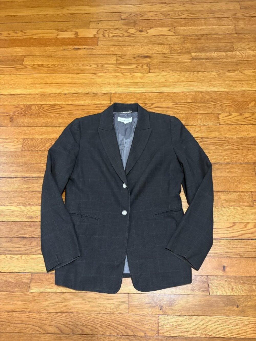 Banana Republic Womens Blazer Jacket Size 8 Gray Windowpane 2 Button Career